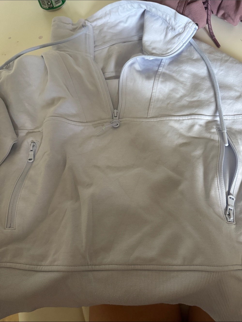 Light Gray Quarter-Zip Pullover Hoodie